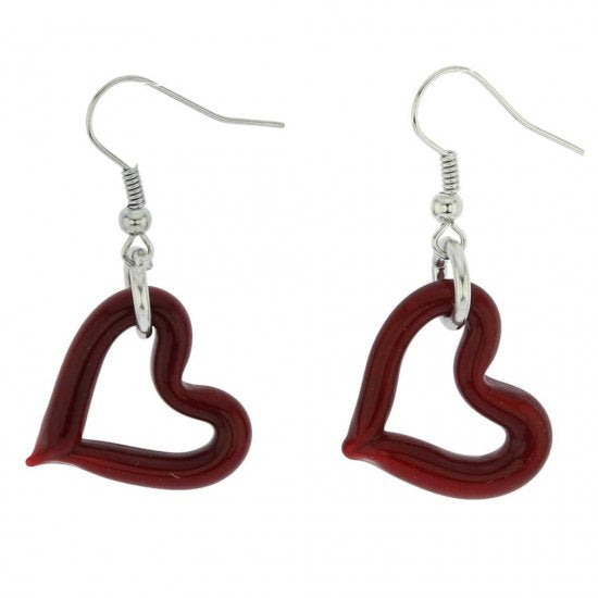 ベネチアングラス(ムラノガラス)　ピアス ムラノ　レッドハート　ピアス