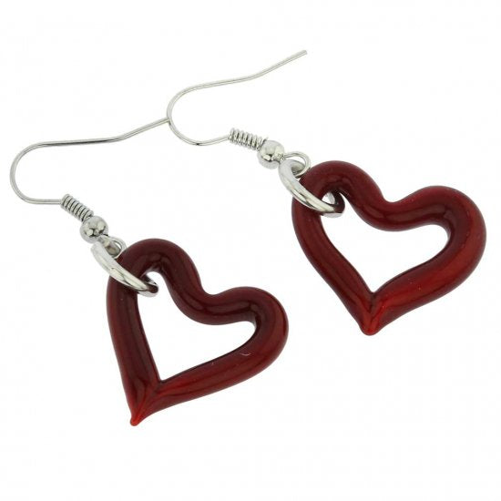 ベネチアングラス(ムラノガラス)　ピアス ムラノ　レッドハート　ピアス
