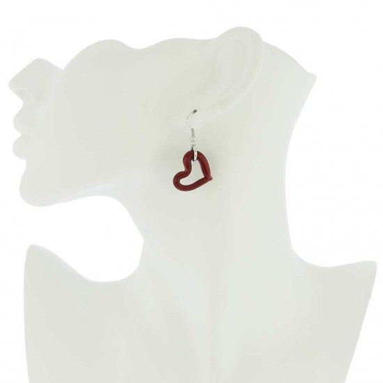 ベネチアングラス(ムラノガラス)　ピアス ムラノ　レッドハート　ピアス