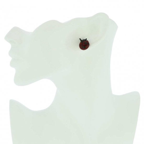 ベネチアングラス(ムラノガラス)　ピアス ムラノガラス　レイディバグ　スタッド　ピアス