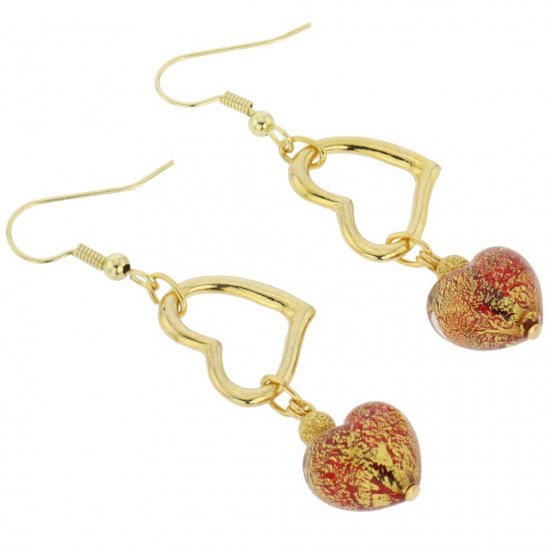 ベネチアングラス(ムラノガラス)　ピアス カ・ドーロカ　ベネチアンハート　ピアス