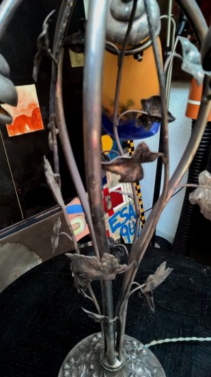 ミューラー兄弟　オレンジシェードのアールヌーボーテーブルランプ