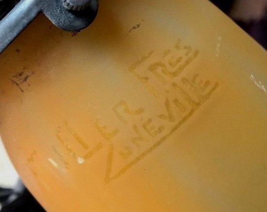 ミューラー兄弟　オレンジシェードのアールヌーボーテーブルランプ