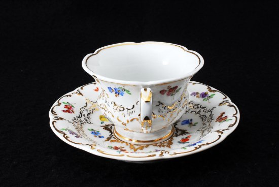 マイセン (Meissen) Bフォーム ホワイト 金彩 宮廷の小花 カップ＆ソーサー