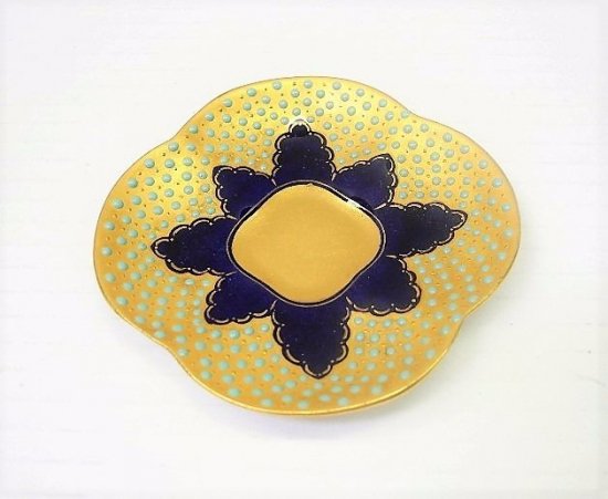 109	コールポート　アンティーク　金・青・緑のポセリンデミタスカップ＆ソーサーセット　T6159