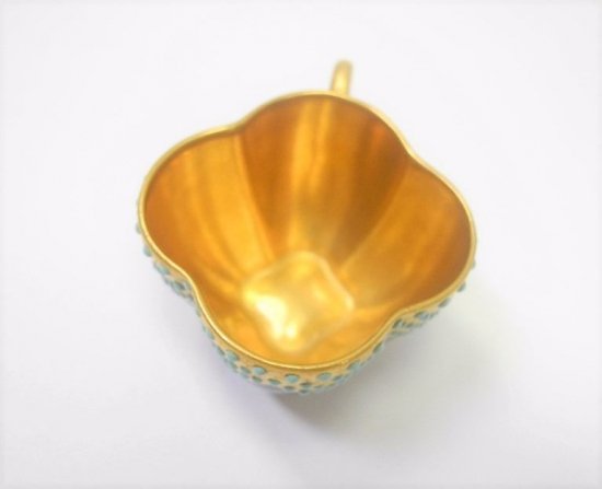 109	コールポート　アンティーク　金・青・緑のポセリンデミタスカップ＆ソーサーセット　T6159