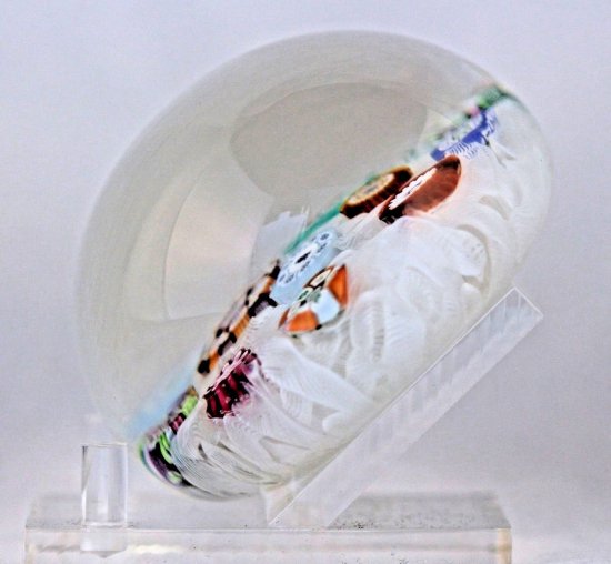 607	パースシャイアアートガラス　ミッレフィオーリケイン・オン・ラティチーノ　ペーパーウェイト