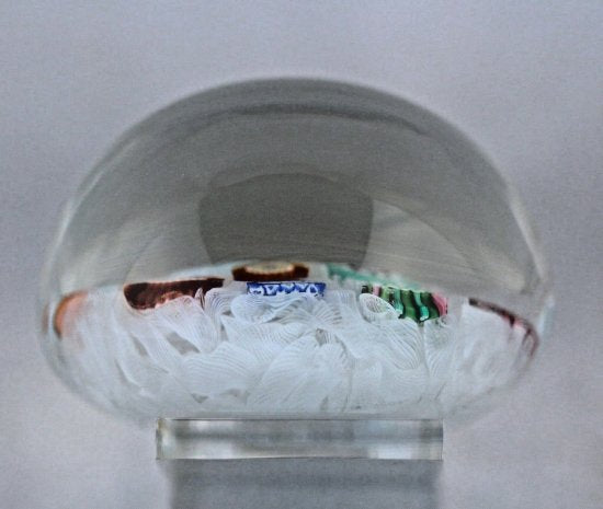 607	パースシャイアアートガラス　ミッレフィオーリケイン・オン・ラティチーノ　ペーパーウェイト