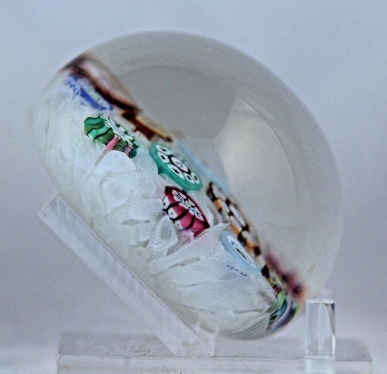 607	パースシャイアアートガラス　ミッレフィオーリケイン・オン・ラティチーノ　ペーパーウェイト