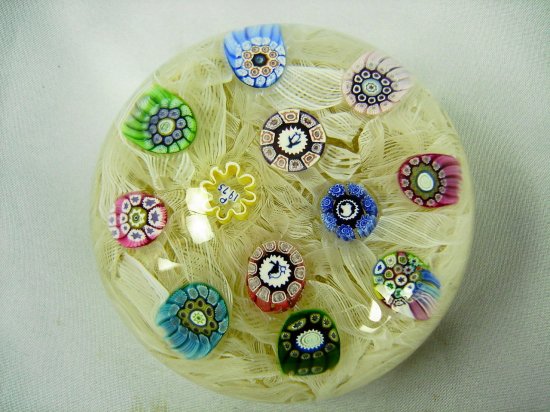 610	パースシャイアペーパーウェイト　ミッレフィオーリケイン　ラティチーノリボン　1975年