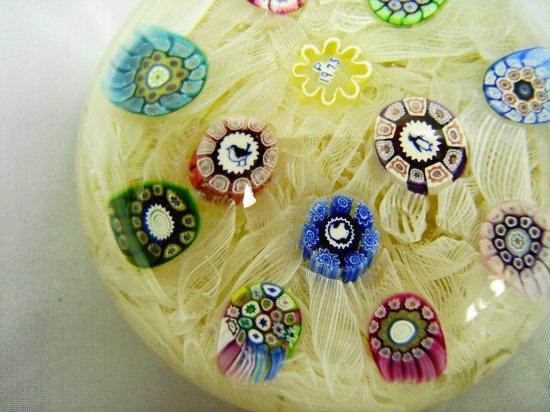 610	パースシャイアペーパーウェイト　ミッレフィオーリケイン　ラティチーノリボン　1975年