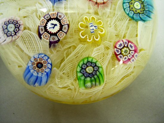 610	パースシャイアペーパーウェイト　ミッレフィオーリケイン　ラティチーノリボン　1975年