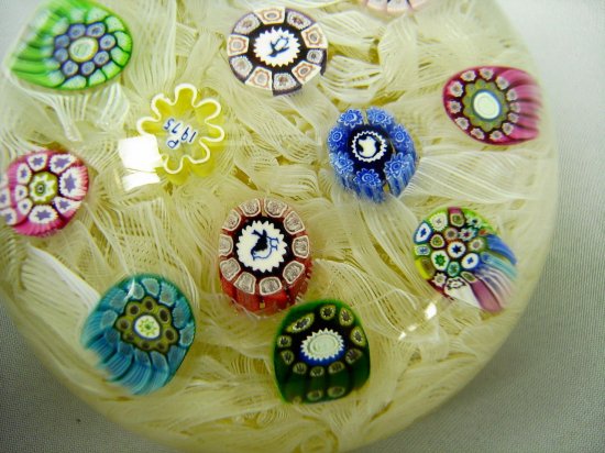 610	パースシャイアペーパーウェイト　ミッレフィオーリケイン　ラティチーノリボン　1975年