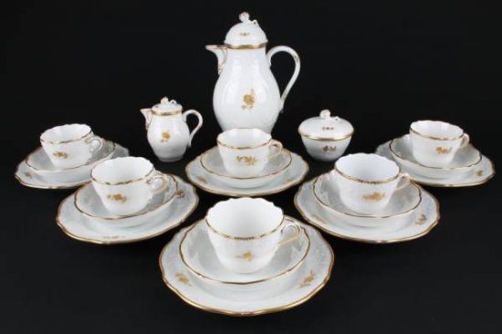 264 MEISSEN　マイセン ゴツコウスキー 金色の花 6名総21点