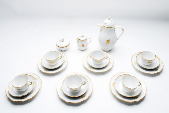 264 MEISSEN　マイセン ゴツコウスキー 金色の花 6名総21点