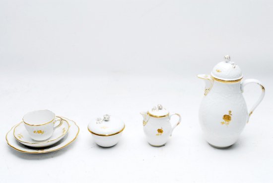 264 MEISSEN　マイセン ゴツコウスキー 金色の花 6名総21点