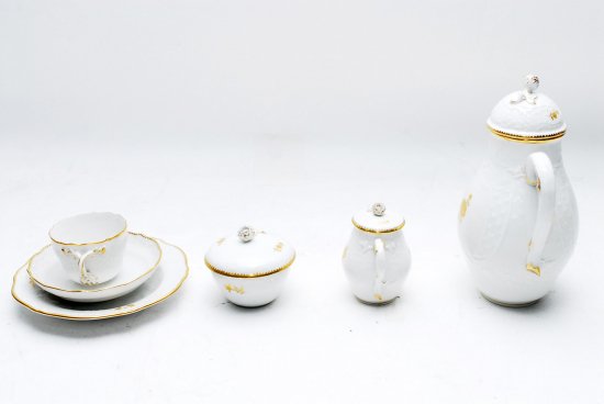 264 MEISSEN　マイセン ゴツコウスキー 金色の花 6名総21点