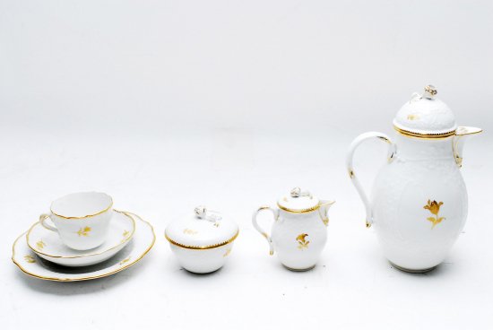 264 MEISSEN　マイセン ゴツコウスキー 金色の花 6名総21点