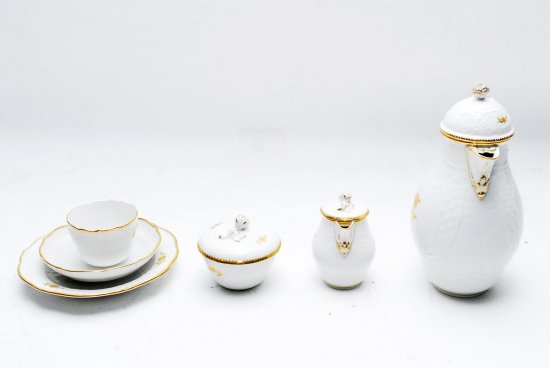264 MEISSEN　マイセン ゴツコウスキー 金色の花 6名総21点