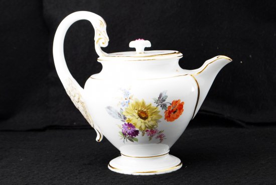 265 マイセン Meissen スワンハンドル ５つ花　ティーポット