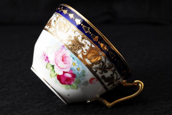 214 オールドノリタケ 金盛薔薇図紋　キャビネットトリオ