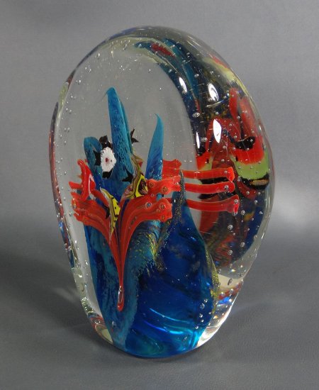 621	ムラノガラス　バルビーニ作　アートガラスペーパーウェイト　アクアリウムフィッシュ　Cenedese Barbin