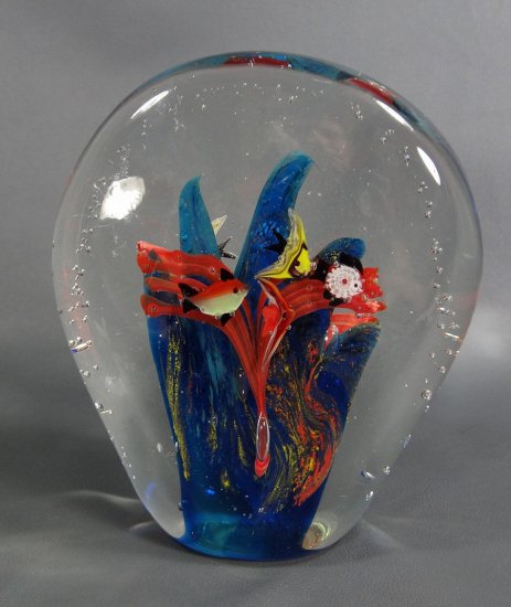 621	ムラノガラス　バルビーニ作　アートガラスペーパーウェイト　アクアリウムフィッシュ　Cenedese Barbin