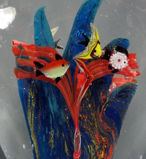 621	ムラノガラス　バルビーニ作　アートガラスペーパーウェイト　アクアリウムフィッシュ　Cenedese Barbin
