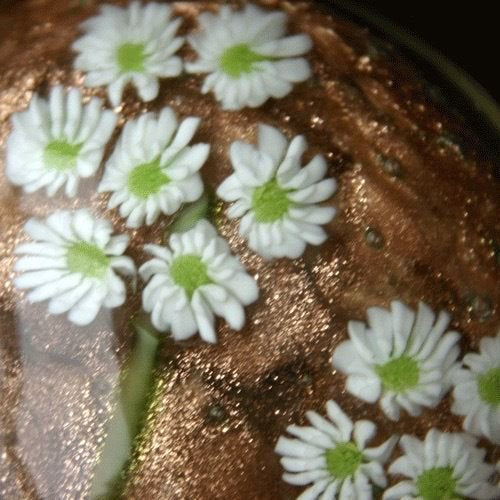 619	ムラノガラス　ガラスペーパーウェイト　デイジーフローラルバスケット　ゴールド