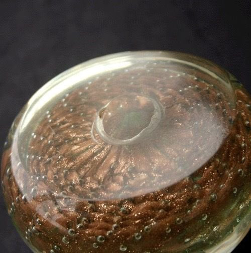 619	ムラノガラス　ガラスペーパーウェイト　デイジーフローラルバスケット　ゴールド