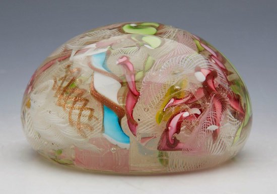 617	ベネチアングラス　ムラノガラス　ガラスリボンペーパーウェイト　1935年