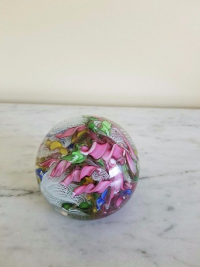 616	ムラノ　ラティチーノレースリボン　ミレフィオーリ　ペーパーウェイト　トゥッティフルッティ