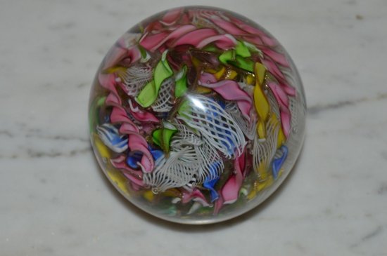 616	ムラノ　ラティチーノレースリボン　ミレフィオーリ　ペーパーウェイト　トゥッティフルッティ