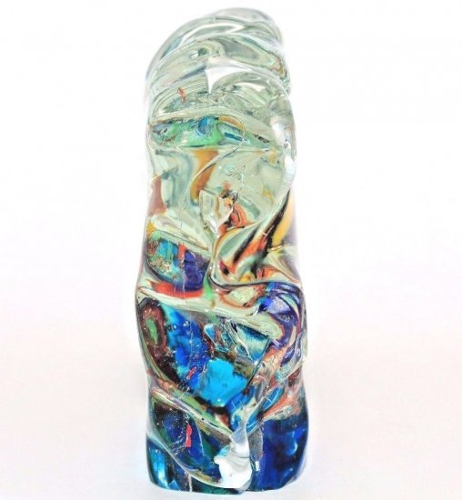 613	ムラノ　アクアリウム　アートガラスブロックペーパーウェイト　カラフルなスカルプチャー