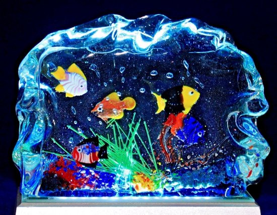 613 ムラノ アクアリウム アートガラスブロックペーパーウェイト