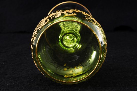 517 バカラ シャトリューズ 金彩グリーン ホックワイングラス