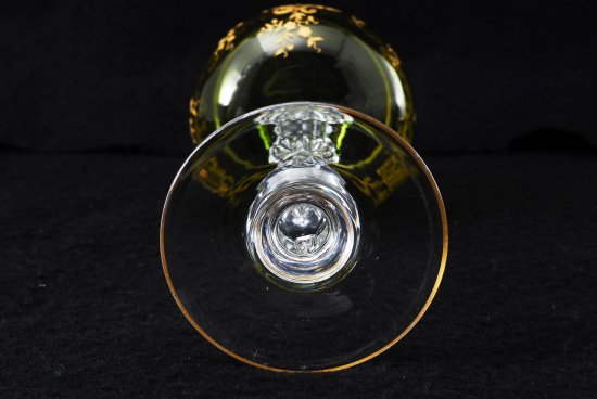 517 バカラ シャトリューズ 金彩グリーン ホックワイングラス