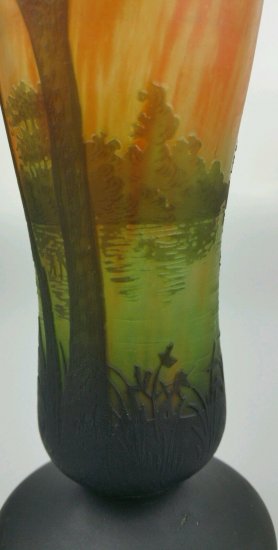 145	ドーム兄弟　湖の風景図　花瓶　20世紀初期