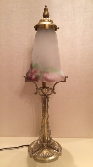 84	ミューラー兄弟　アールデコランプ　ブロンズとガラスペーストのチューリップ