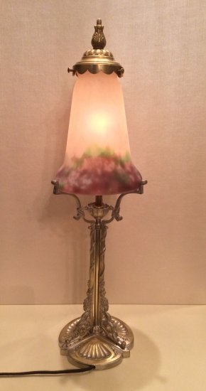 84	ミューラー兄弟　アールデコランプ　ブロンズとガラスペーストのチューリップ