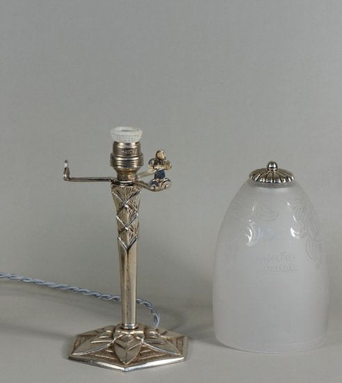 91	ミューラー兄弟＆シェピオン　ニッケルブロンズ　アールデコランプ