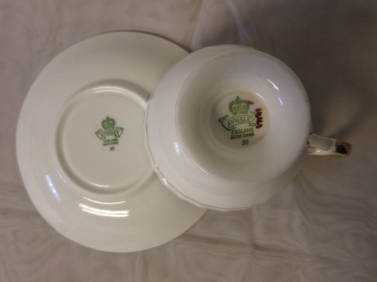 １９９　エインズレイ　カップ&ソーサー　(ターコイズブルー＆ホワイトエナメル＆ゴールド)