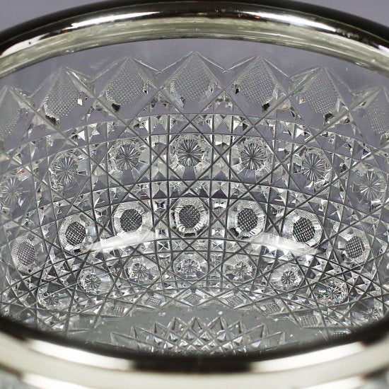 527	オールドバカラ　カットクリスタルボウル　スターリングシルバーリムバンド