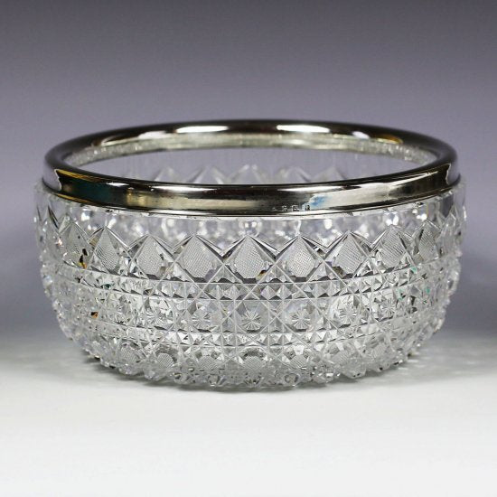 527	オールドバカラ　カットクリスタルボウル　スターリングシルバーリムバンド