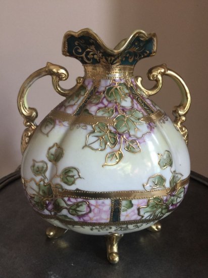222	オールドノリタケ　ダブルゴールドハンドル　花瓶