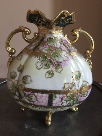 222	オールドノリタケ　ダブルゴールドハンドル　花瓶