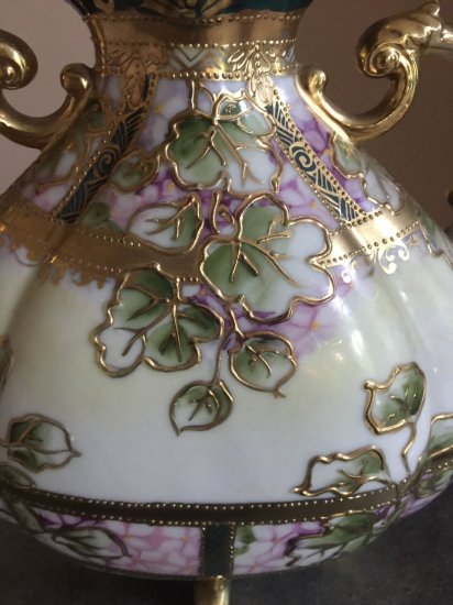 222	オールドノリタケ　ダブルゴールドハンドル　花瓶