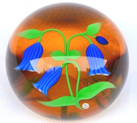 555 バカラ　リンドウ　ガラスペーパーウェイト　1983年　箱付き