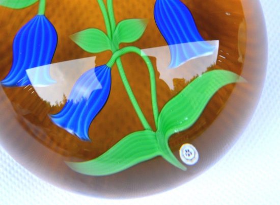 555 バカラ　リンドウ　ガラスペーパーウェイト　1983年　箱付き