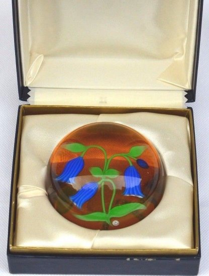 555 バカラ　リンドウ　ガラスペーパーウェイト　1983年　箱付き